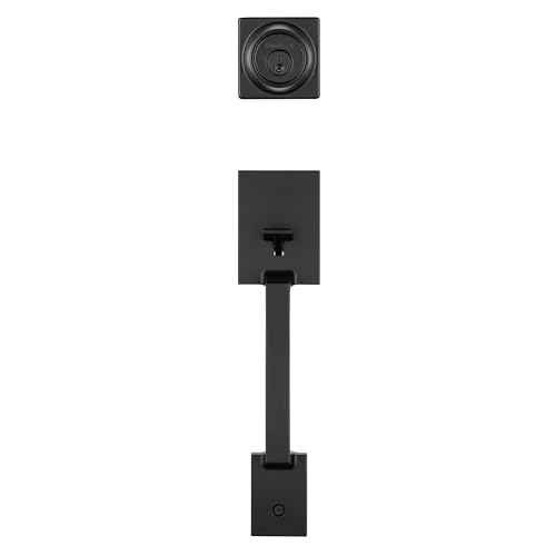 Kwikset Amador Front Door Lock Handle and Deadbolt Set, Entry Handleset Exterior with Casey Reversible Lever, Matte Black, Pick Resistant SmartKey Rekey Deadbolt Security, with Microban Protection - image 5