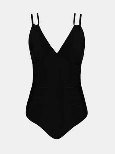 Image of CUPSHE Women's V Neck One Piece Cutout Tummy Control Swimsuit | Double Adjustable Straps,Back Cutout,O Ring,Soft Removable Cups,Flattering Bathing Suit For Vacation And Beach