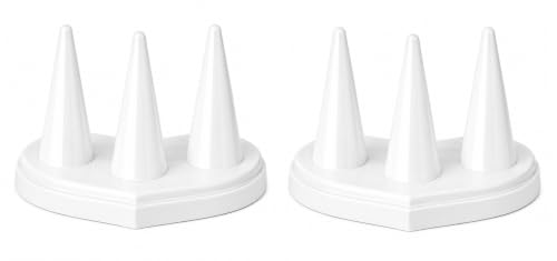 Image of morel JEWEL FINGER RING HOLDERS PLASTIC 3 MOUNT JEWELRY WHITE STAND RING CONE FINGER STORAGE ORGANIZER PERFECT FOR BUSINESS PHOTOSHOOT ROOM DECORATION.(PACK OF 2)