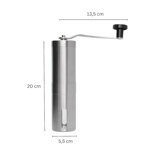 SIMPWAY® Moedor de Café Manual de Inox e Vidro Triturador de Grãos com Centro de Cerâmica e Manivela