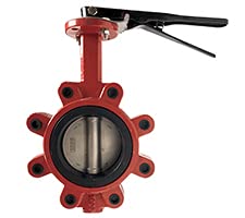 Midland Industries 9660L2.5 2-1/2 Buna-N Seat Stainless Steel Lug Style & Lever Operated Butterfly Valve, Ductile Iron Body