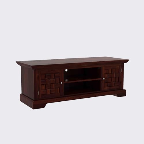 Image of Essentia Rosewood Sheesham Solid Wood TV Entertainment Unit | Wooen Drawer Living Room & Office (Finish Color - Walnut Finish)