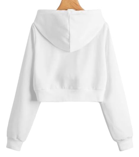 Image of Solid Long Hooded Neck Hoodie Zipper Crop Jacket for Women's
