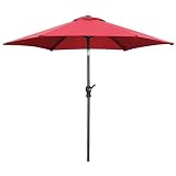 Wonlink 7.5FT Patio Umbrella, Outdoor Table Umbrella,Market Umbrella with Push Button Tilt and Crank for Garden, Lawn, Deck, Backyard & Pool (Red)