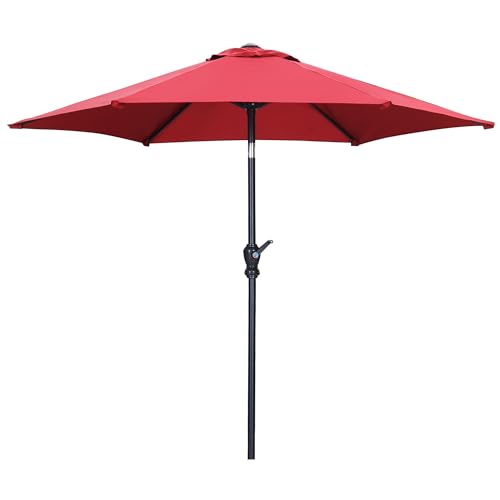 Wonlink 7.5FT Patio Umbrella, Outdoor Table Umbrella,Market Umbrella with Push Button Tilt and Crank for Garden, Lawn, Deck, Backyard & Pool (Red)