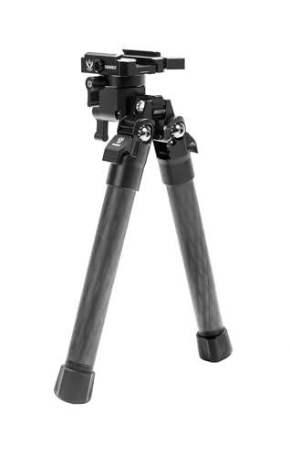 XAMOREST SBP-DP SteadyShot Kohlefaser Zweibein, Picatinny & Arca-Swiss-Doppelklemmung, 360° Schwenk & ±45° Neigungseinstellung, 3 teilige Beine Jagd Zweibein