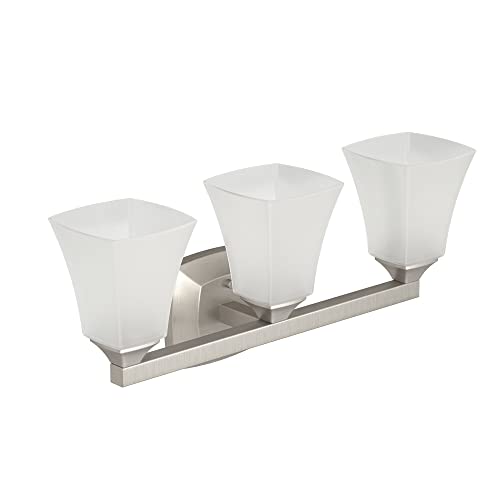 Moen Yb5163Bn Voss 3-Light Dual-Mount Bath Bathroom Vanity Fixture With Frosted Glass, Brushed Nickel 7.24 X 9.61 X 26.89 Inches #TOP5