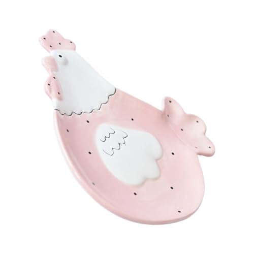 Garneck Assiette à Desserts en Céramique Rose de Poule Plateau Buffet Petit-Déjeuner Décoratif Plateau Bonbonnière Original pour Gâteaux Bonbons et Biscuits Usage Maison et Fête