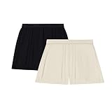 Hanes Womens Originals Sleep Shorts, 2-Pack, Comfywear Supersoft Lounge Shorts Pack, 3.25", Black/Cocoa Butter, Large