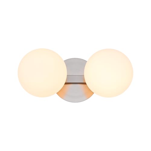 Bathroom Vanity Light Fixtures, Modern 2 Lights Globe Wall Sconce Lighting Brushed Nickel, Porch Wall Mount Light Fixture for Bathroom, Mirror Cabinets Hallway Stairs (Brushed Nickel, 2-Light) by Hanaloa - Used condition - Image 3