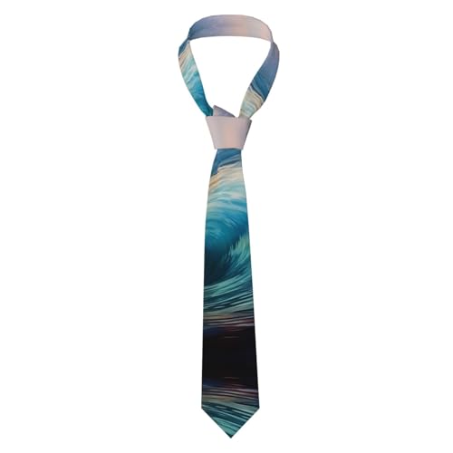 Photo de WHJSSF Blue Ocean Wave Picture Cravate pour homme, douce et confortable, ne se déforme pas, résistante à la décoloration, durable (145 x 8,2 cm)