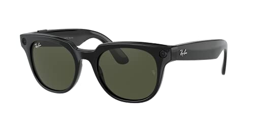 Ray-Ban Stories | Meteor Square Smart Glasses, Shiny Black/Green, 51 mm