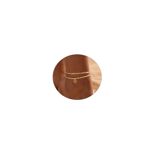 Image of CAROVO Initial Ankle Bracelets for Women 14K Gold Plated Anklets Letter A To Z Waterproof Layered Anklets for Women Summer Jewelry Gifts