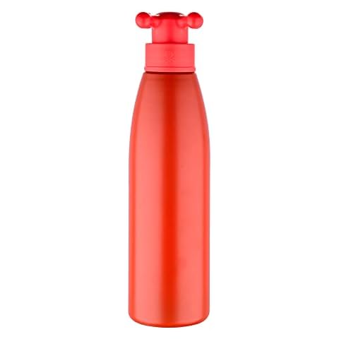 Botella de agua de pared única de 750 ml en acero inoxidable color rojo tapa de grifo Cover