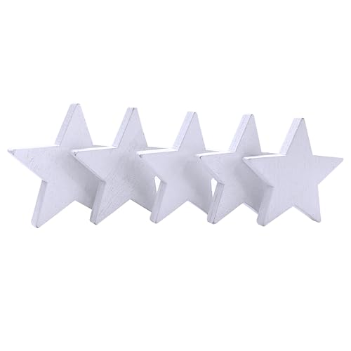 White Wooden Stars for Crafts, Pack of 25 Cutouts 1-1/2 Inch by 3/16 Inch Wood Star for Pallet Flag Wreath July 4th Christmas Decor