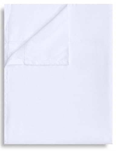 King Flat Sheet Only 1 Pack White Top Bed Sheets Soft Breathable Brushed Microfiber Color-Coded Hem Threads 105x102