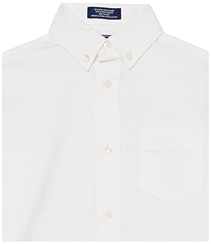 Izod ITABB008-100 Boys' Big Long Sleeve Solid Button-Down Collared Oxford Shirt With Chest Pocket, White, 8 Husky thumb #4