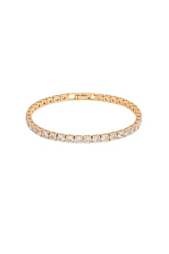 Image of BLACK PEARL Elegant Style Tennis Bracelet with Multicolour Zirconion Stones, Gold and Silver-Toned Bracelet For Women & Girls