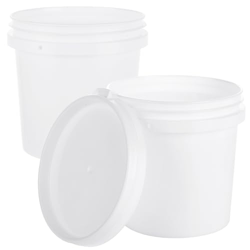 AKOLAFE 2 Pack Small Paint Bucket for Painting 1 Quart Paint Cans Plastic Paint Storage Containers Empty Paint Cans with Lids 2 Pint Touch Up Paint Containers 1/4 Gallon Paint Pail for Leftover Paint