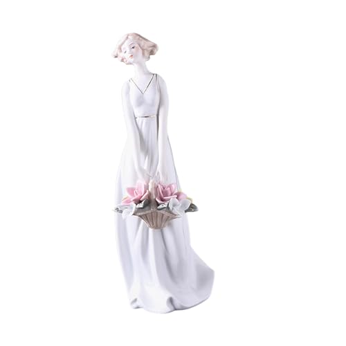 Truosbis Porcelain Lady Statue Ceramic Girl Figurine Collectible Nordic Girl