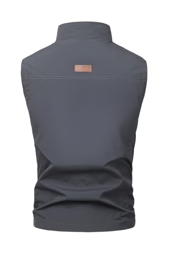 Outdoor Lightweight Full-Zip Vest with Multiple Pockets, Stand Collar2