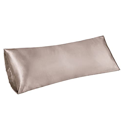Bedelite Satin Silk Body Pillow Pillowcase For Hair And Skin, Premium And Silky Rose Taupe Long Body Pillow Case Cover 20X54 With Envelope Closure #TOP6