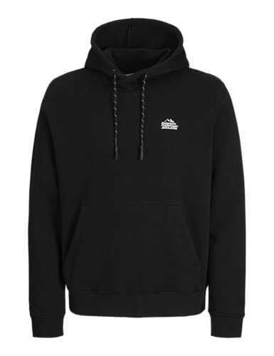 JACK & JONES Jcoflare - Sudadera con Capucha con Estampado fotográfico, Negro, L