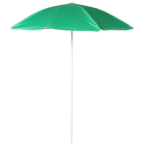 Unibos 1.8m Beach Parasol with Carry Bag, Height-Adjustable UV Safe Umbrella for Beach/Pool/Patio