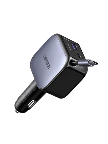 UGREEN Nexode 60W Chargeur Allume Cigare USB C Rétractable PPS PD QC 3.0 Chargeur Voiture Charge Rapide Compact Compatible avec iPhone 17 Pro Max Air 16 15 14...