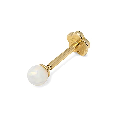 JewelryWeb Solid 14k Yellow Gold 18G 3mm Created White Fire Opal Labret Tragus Ear Lip Ring Cartilage Stud JewelryWeb Solid 14k Yellow Gold 18G 3mm Created White Fire Opal Labret Tragus Ear Lip Ring Cartilage Stud