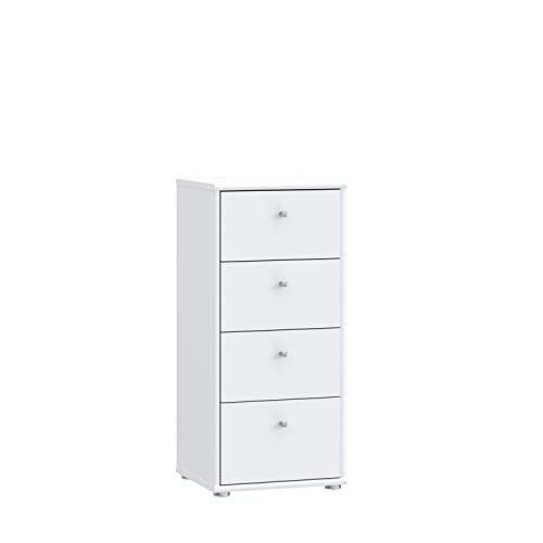 Forte Tempra 2 Kommode 4 Schubladen, Holzwerkstoff, weiß, Bx H xT: 38,6 x 85,5 x 34,8 cm