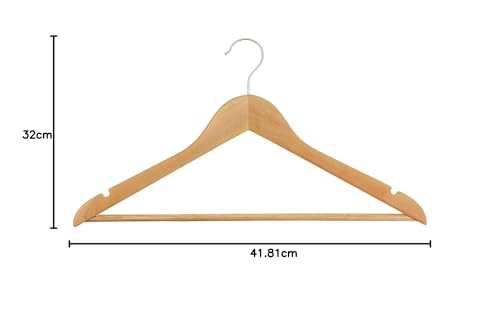 KARAN IMPEX Wooden Coat Hangers - 20 Pack Premium Trouser Bar & Shoulder Notches for Men and Women’s Clothing Organization - Durable Wardrobe Storage Solution with Round Bar, Closet Essentials - Image 4