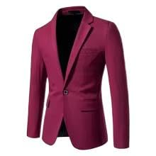 Men's Western Suit Jacket Slim Wedding Blazer for Men-Dark-Red