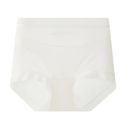 Underwear For Women Over 60 Silky Tummy Control High Waist Cotton Panties For Women Seamless No Show Tummy Control Shaping Underpants Fashion Sexy Boyshorts White-Xxl