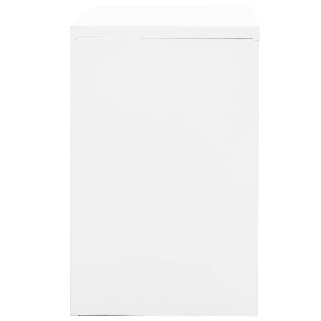 Szafa na akta, biała, stalowa, 90 x 46 x 72,5 cm, z 2 szufladami, zamykana, do biura, biura domowego, przechowywania dokumentów i segregatorów, zajmuje mało miejsca, nowoczesna, wytrzymała