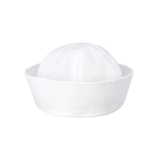 Vxcbad Gorro de marinero para mujer, disfraz de marinero, accesorio para disfraz de marinero blanco, gorro redondeado con ala enrollada, gorro de capitán para accesorios de disfraz