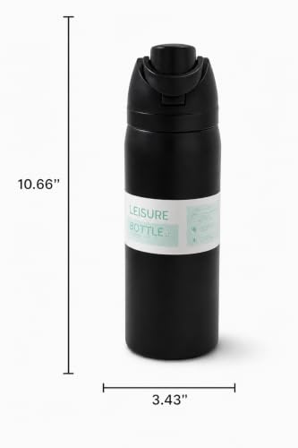 Image of HomeCloud 1200ML Stainless Steel Water Bottle - Double-Wall Vacuum Insulated, Leakproof Straw Lid, BPA-Free Reusable Travel Flask with Two-Way Spout for Gym, Office & Outdoor Use (S Black)