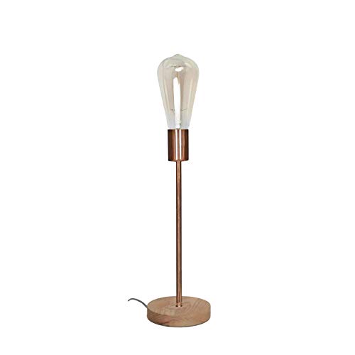 Lampe cuivré PETER avec socle en bois E27 pour une déco raffinée