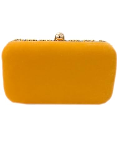 Image of Women & Girls Embroidered Gold Clutch Purse for Party Wedding