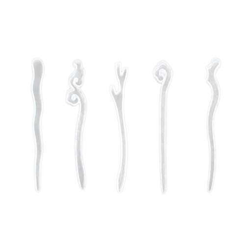 Hair Stick Silicone Molds Jewelry Casting Mold Hairpin Mould DIY Crystal Epoxy Silicone Mold Pendant for Jewelry Decoration 5pcs Geometric Mold