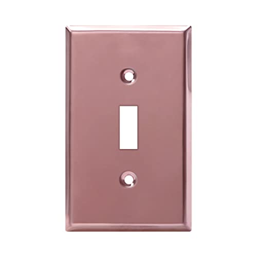 Image of ENERLITES Toggle Light Switch Metal Wall Plate, Stainless Steel Switch Cover, Corrosion Resistant, Mid-Size 1-Gang 4.50 inch x 2.76 inch, Stainless Steel 201, 7711-PRG, Polished Rose Gold