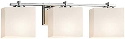 Miniatura 5 de Justice Design Group Lighting FSN-8443-55-OPAL-MBLK Fusion Era - Barra de baño de 3 luces, acabado negro mate con pantalla rectangular óvalo de