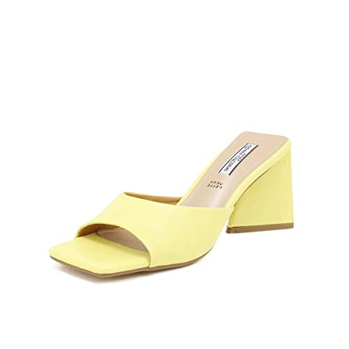 QUEEN HELENA Ciabatte con Tacco Sabot con Fascia Casual Eleganti Donna ZM9060 (Giallo, numeric_35)