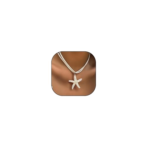 Starfish Necklace Gold Pendant Necklaces for Women Puka shell Jew...