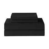 Yibeizi Twin Sheets Set, Black Cooling Hypoallergenic Microfiber Single Bed Sheets, Soft Oeko-Tex Extra Deep Pocket Sheets & Pillowcases Wrinkle Free Bedsheets