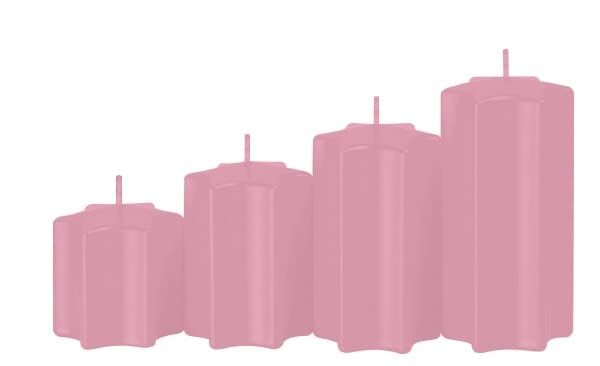 Sternkerzen 4er Set Abgestuft Rosa Ø 6 cm