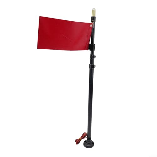 Bandiera di sicurezza per kayak con luce | Asta regolabile da 58 a 130 cm | Kit di visibilità LED da 19 W per canoa | Gommone | Barca | Zattera | Montaggio in lega rossa e nera