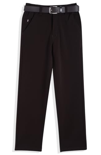 Image of CAVIO Boys Stretchable Solid Regular Fit Trousers with Belt