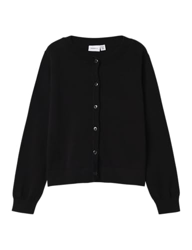 NAME IT Mädchen Nkfvalane Ls Knit Card Noos, Black, 134/140 cm