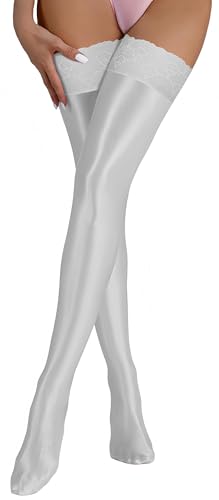 Collants opaques en dentelle brillante collant noir fantaisie femme